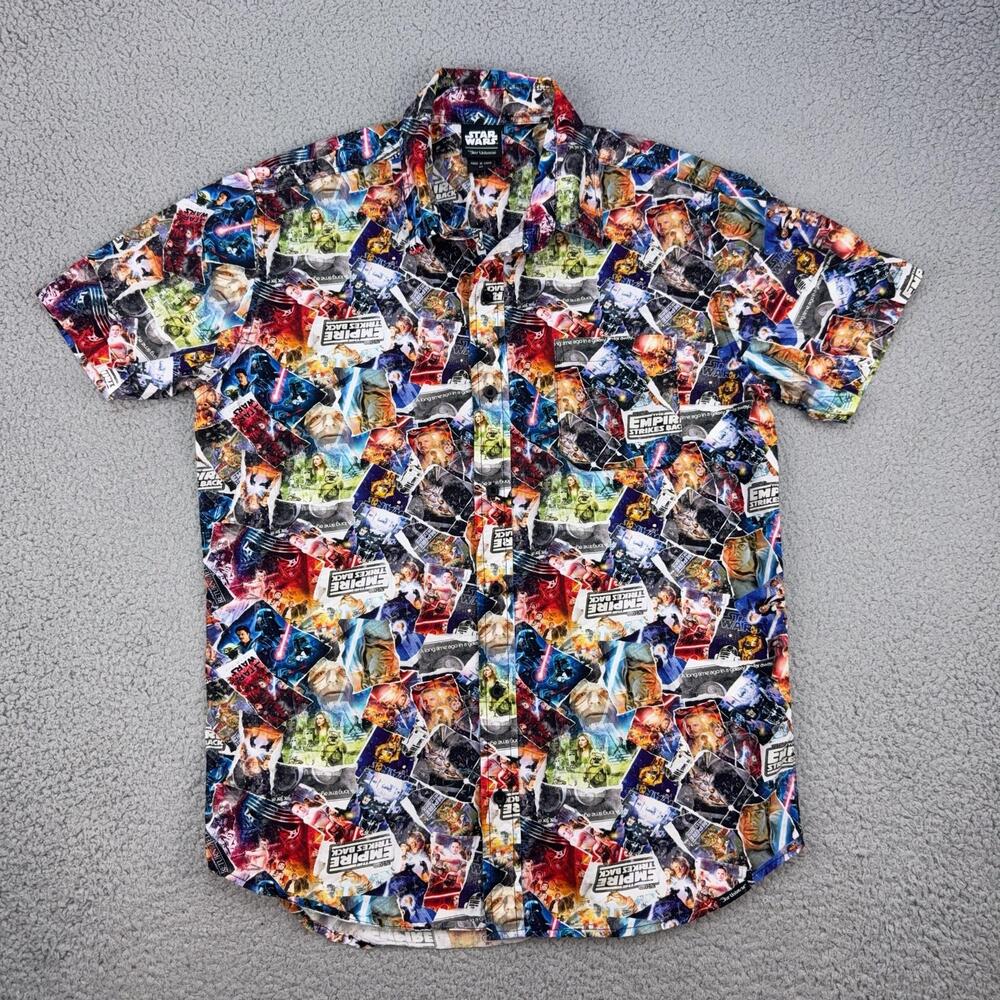 Our Universe Star Wars Shirt Mens Medium Multicolor Allover Print Button Up